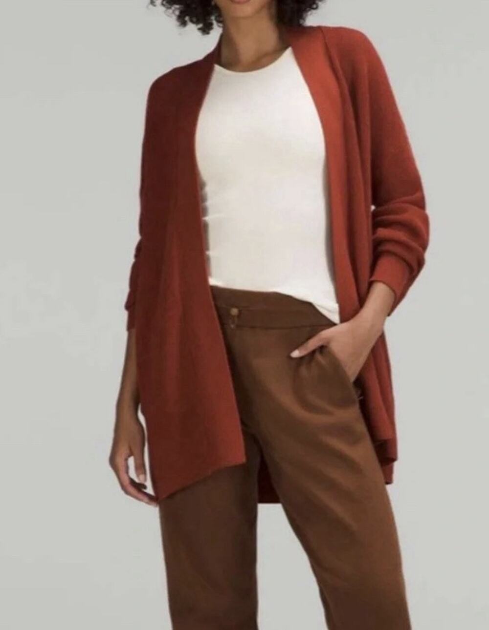 Lululemon Cashlu sweater wrap cardigan Y2K Cotton Knit Pockets Medium A011290